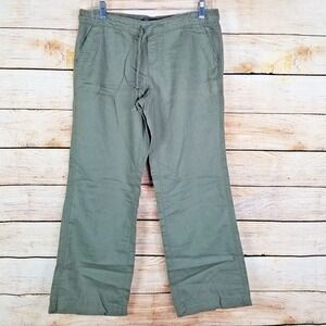 Eddie Bauer Freeland Pants Womens Size PS Green Linen Blend Pull On NWT‎